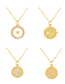 Fashion Gold-2 Bronze Zircon Round Foot Pendant Necklace