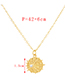Fashion Gold-4 Bronze Zircon Round Clover Pendant Necklace