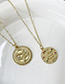 Fashion Gold-2 Bronze Zircon Round Snake Pendant Necklace