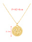 Fashion Gold-2 Bronze Zircon Round Snake Pendant Necklace