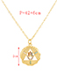 Fashion Gold-2 Bronze Zircon Round Crescent Pendant Necklace
