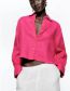 Fashion Rose Red Woven Lapel Button-down Shirt  Woven