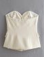 Fashion White Woven Breasted Pocket Bandeau Top  Woven