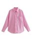 Fashion Pink Woven Button-down Lapel Shirt  Woven