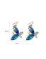 Fashion Blue Brass Diamond Butterfly Earrings