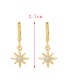 Fashion Gold-2 Copper Inlaid Zircon Crescent Earrings