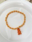 Fashion Orange Copper Drip Beaded Bear Pendant Bracelet