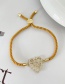 Fashion Gold-3 Bronze Zircon Heart Bracelet