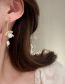 Fashion White Asymmetric Lily Of The Valley Pearl Stud Earrings  Pearl