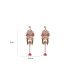 Fashion Pink Crystal And Diamond Pearl Lily Of The Valley Tassel Earrings  Alloy