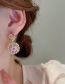 Fashion Gold Copper Diamond Crystal Pearl Flower Stud Earrings  Copper