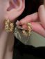 Fashion Golden Style Two Pure Copper Geometric Stitching Wrapped C-shaped Earrings  Copper