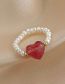 Fashion Ring - Mahogany Pearl Beaded Strawberry Crystal Ring  Pearl