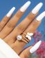 Fashion 4# Alloy Diamond Butterfly Pearl Geometric Ring Set