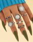Fashion Silver Alloy Imitation Protein Treasure Flower Starfish Ring Set