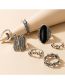 Fashion Silver Alloy Drip Fishtail Geometric Ring Set