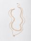 Fashion Gold Alloy Geometric Chain Pearl Double Necklace