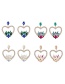 Fashion Color-2 Alloy Diamond Heart Stud Earrings