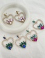 Fashion Color-2 Alloy Diamond Heart Stud Earrings