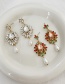 Fashion White Alloy Diamond Pearl Drop Stud Earrings