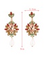 Fashion Color Alloy Diamond Pearl Drop Stud Earrings