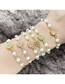 Fashion White Gold Plated Copper Beaded Maple Leaf Bracelet With Diamonds