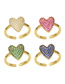 Fashion Blue Pine Brass Blue Pine Heart Open Ring