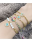 Fashion D Gold Plated Copper Beaded Diamond Round Bracelet