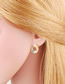 Fashion B Bronze Zirconium Set Pearl Geometric Stud Earrings