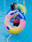Fashion Blue 100# With Handle (390) Color Inkjet Swimming Ring  Ordinary Pvc