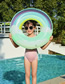 Fashion Sequin Multicolored Swimming Ring 90# With Handle (340) Pvc Cartoon Swimming Ring  Ordinary Pvc