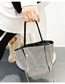 Fashion Silver Large Capacity Crossbody Bag In Leather With Diamonds  Cortex