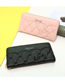 Fashion Love Black Pu Rhombus Letter Tri-fold Wallet
