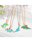 Fashion Dark Green Gift Dinosaur Gold Necklace 3 Alloy Cartoon Christmas Glitter Dinosaur Necklace