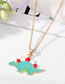 Fashion Christmas Hat Blue Dinosaur Gold Necklace 2 Alloy Cartoon Christmas Glitter Dinosaur Necklace