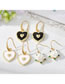 Fashion Black Heart Earrings Alloy Edging Drip Oil Love Earrings
