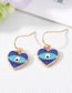Fashion Light Blue Heart Earrings Alloy Drop Oil Love Eye Earrings