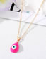 Fashion Pink And White Round Eyelashes 5 Alloy Drip Oil Eye Necklace