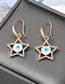 Fashion White And Blue Eye Love Earrings (crystal Hook) Alloy Diamond Heart Eye Earrings