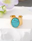 Fashion Palm Turquoise Ring 6 Alloy Set Turquoise Geometric Open Ring