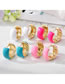Fashion Pink Square Ball Alloy Drip Oil Round Earrings