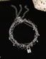Fashion Silver Alloy Hollow Love Pearl Tassel Small Lock Multilayer Necklace