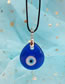 Fashion Water Droplets Geometric Glass Drop Eye Leather Necklace