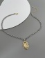 Fashion Gold-2 Bronze Zircon Bold Chain Portrait Pendant Necklace