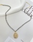 Fashion Gold-2 Bronze Zircon Bold Chain Portrait Pendant Necklace