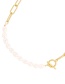 Fashion Gold Copper Pearl Beaded Stitching Chain Ot Buckle Necklace
