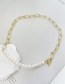 Fashion Gold-2 Copper Pearl Beaded Stitching Chain Ot Buckle Necklace