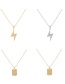 Fashion Gold-2 Bronze Zircon Geometric Star Pendant Necklace