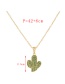 Fashion Gold-2 Bronze Zircon Cactus Pendant Necklace