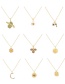 Fashion Gold-9 Bronze Zircon Geometric Pendant Necklace